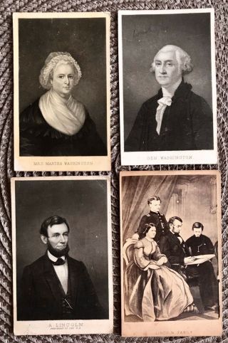 Cabinet Photo Martha And Gen Washington,  Lincoln & Family