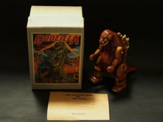 Rare Godzilla Brown Windup Tin Toy Billiken Made In Japan