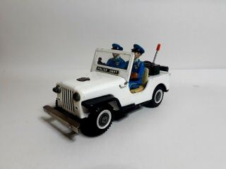 Rare Tn Nomura Tin Toy Car Police Patrol Jeep Bump N Go Battery Operated Boxed
