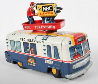 Vintage Cragstan Japan Tin Litho Battery Op Nbc Television Tv Truck Toy