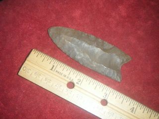 3 1/4 In.  Authentic Arrowhead,  Paleo Clovis Fluted Channels From Ga.