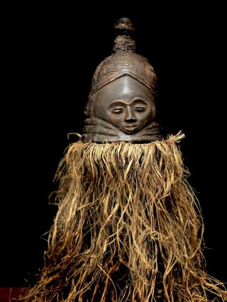 African Hand Carved African Wood Bighelmet Or Mblo Portrait Mask Cote D 