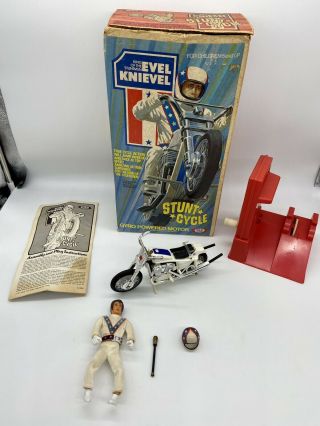 Evel Knievel Stunt Cycle 1st Edition,  Rare Chrome Holy Grail W/box