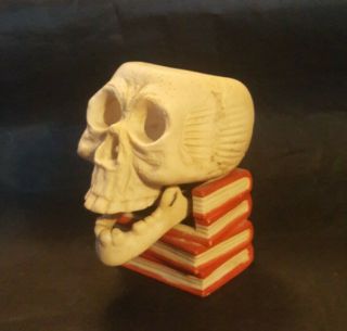 Vintage Quality Japan Skull On Book Match Holder Or Toothpick Holder (ab2 - 2)