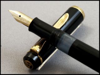 Vintage Pelikan M 150 Old Style Black And Gold With Fine Steel Nib