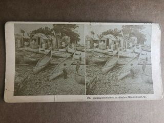 1870 ' s Photo Stereoview Indians Canoes Bar Harbor Mount Desert ME Kilburn Bros 2