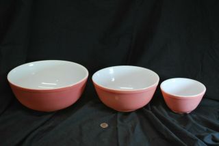 Vintage Pink Pyrex Nesting Mixing Bowls (set Of 3) 404,  403,  401