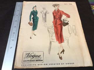 Vintage 1950 Vogue Couturier Design Dress & Jacket Sewing Pattern - Bust 40 43