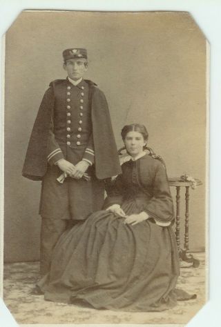 Civil War Cdv - Union Naval Officer & Wife,  Navy Paymaster