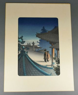 Fine Old Japanese Tsuchiya Koitsu Evening At Mii Temple Woodblock Print
