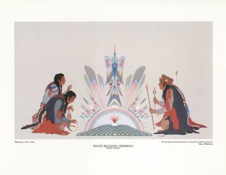 11 " X 14 " Potawatomi Artist,  Woody Crumbo,  Art Print " Peyote Religious Ceremony "