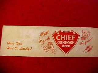 Very Old Chief Oshkosh Beer Sticker,  Release Paper Backing,  3 3/4 " X 12 "