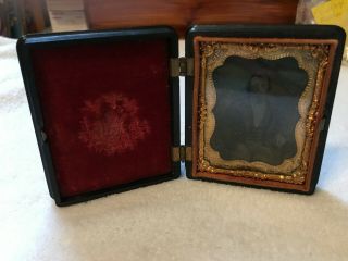 Tin Type Photograph in Case with cameo and mother of pearl inlay,  1860 5