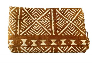Brown & White African Bogolan Mud Cloth Textile 40 " By 66 "