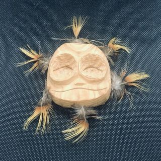 Fine Old Carved Wood Owl Spirit Mask By Adam John Athabascan Tribe Alaska,  Signed