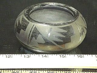 San Ildefonso Pueblo Blackware Hand Coiled Clay Bowl Signed by Lupita Martinez 2