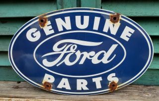 Vintage Ford Motors Porcelain Sign Gas Oil Pump Plate Service Station Dealer