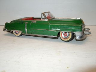 Large Vintage 1953 Alps Japan Tin Friction Convertible Cadillac Car.