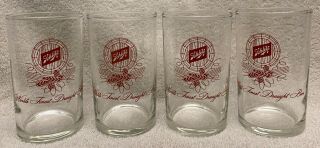 4 Vintage Schlitz Beer Glasses 4 " World 