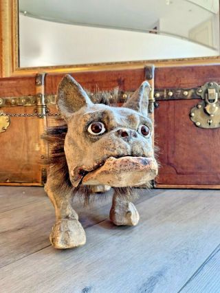 French Bulldog Antique Pull Toy 19th Century