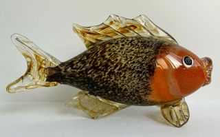 Vintage Murano Art Glass Fish Figurine 11 In X 7 In X 3,  5 In