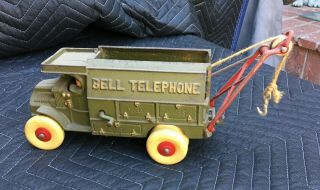 Vintage Hubley Cast Iron Bell Telephone Truck & Accessories,  Complete, .