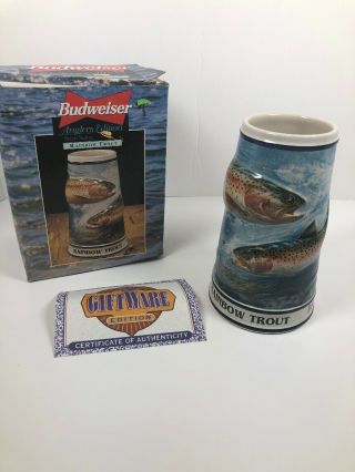 1998 Budweiser Stein.  Anglers Edition Rainbow Trout Box And