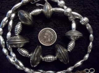 Old Pawn Navajo Silver Smith Mercury Dime Squash Blossom Necklace Sterling Coin