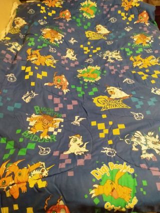 Vintage 2000 Digimon Digital Monsters Twin Comforter Cover Blanket Blue Agumon 2