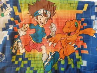 Vintage 2000 Digimon Digital Monsters Twin Comforter Cover Blanket Blue Agumon 3