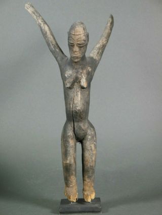 Lobi Statue On Metal Base 13.  5 Inches - Burkina Faso - African Art