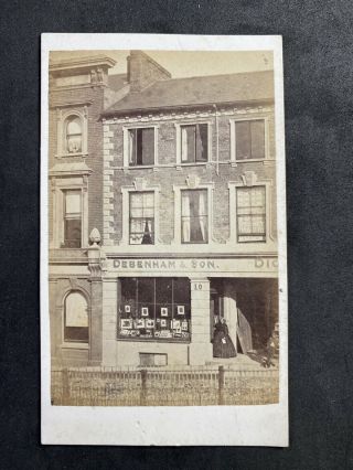 Victorian Carte De Visite Cdv Rare Scene: Shop Photo Studio Debenham & Son Luton