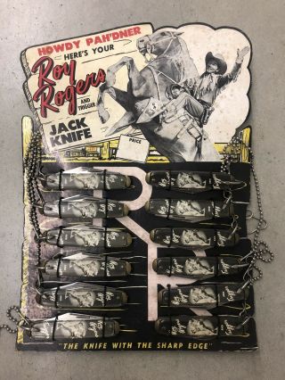 Rare Vintage Roy Rogers And Trigger Jack Knife Display With All 12 Knives