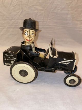 Marx Charlie Mccarthy & His Benzine Buggy Tin Wind Up Crazy Car Vg