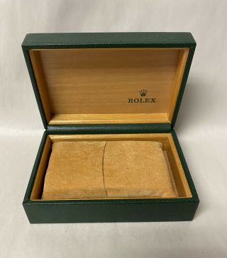 Vintage Rolex Green Leather Watch Box 68.  00.  02 Wood Lined W/pillow