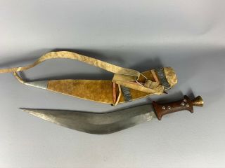 191209 - Tribal Old African Ethiopian Afar Sword With Leather Case Ethiopia