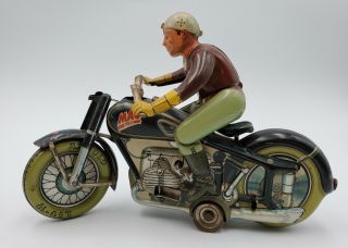 Vintage Arnold Tin Wind - Up Mac 700 Motorcycle Toy Made In Us Zone Germany 7 - 1/2 "