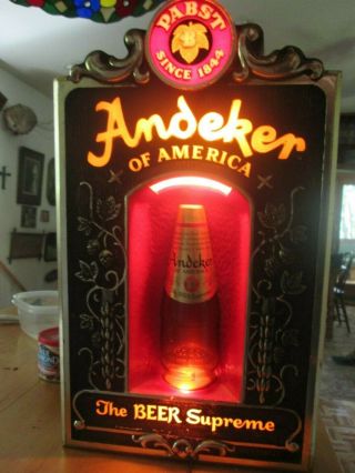 Vintage Andeker Pabst Beer Sign Lighted Sign,  V.  Good Shape.  No Dings
