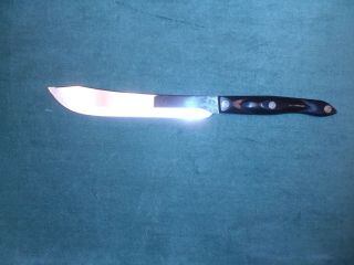 Vintage Cutco 1722 Ke Butcher Knife Serra Brown Marbled Ergo Handle 13 3/4 "
