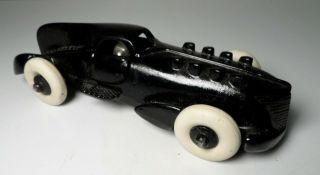 1920s Cast Iron Hubley Black Race Car / Futuristic Racer - Champion