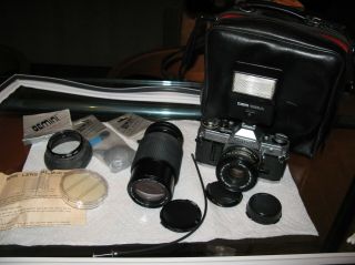 Vintage Canon Ae - 1 2 Lens Fd 50mm 1.  8 Rokinon Auto Zoom 80 - 200mm 4.  5 Slr Camera