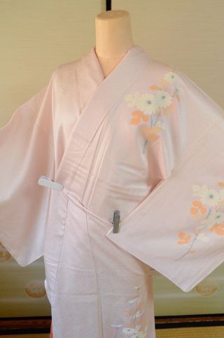 Kimono Tsukesage Silk Women Flower Japanese Vintage Geisha Costume /364