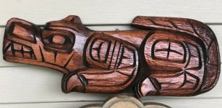 Northwest Coast Native Art Large Wolf Stained Carving Sculpture