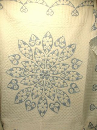 Q 10 Vintage Quilt,  Hand Quilted,  Cross Stitched Or Embroidered,  Blue & White