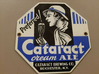 Cataract Cream Ale Rochester York Brewing Porcelain Sign Bar Liquor Store