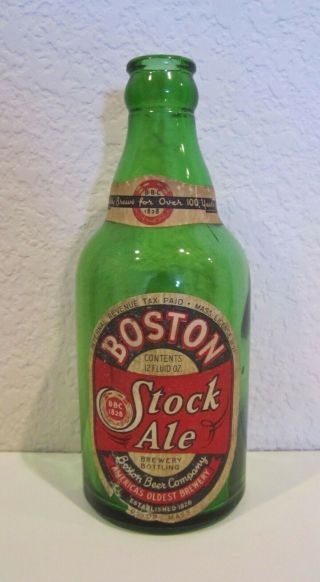 Boston Stock Ale Steinie Beer Bottle Irtp 12 - Ounce Massachusetts Sweet