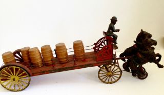 Rare Wilkins Cast Iron Horse Drawn Farm Dray Cart Wagon