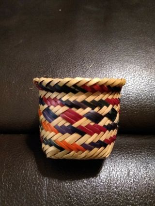 Awesome Mini Choctaw Indian Double Weave River Cane Basket Francine Alex