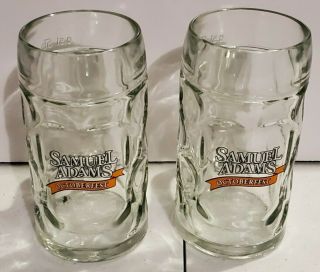 2 Samuel Adams.  5l Octoberfest Dimpled Glass Beer Stein Mug Cup