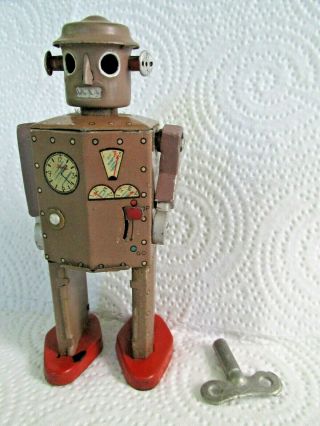 Rare 1950s Made In Japan Tin Tinplate Wind Up Atomic 5 " Robot Man Arm -
